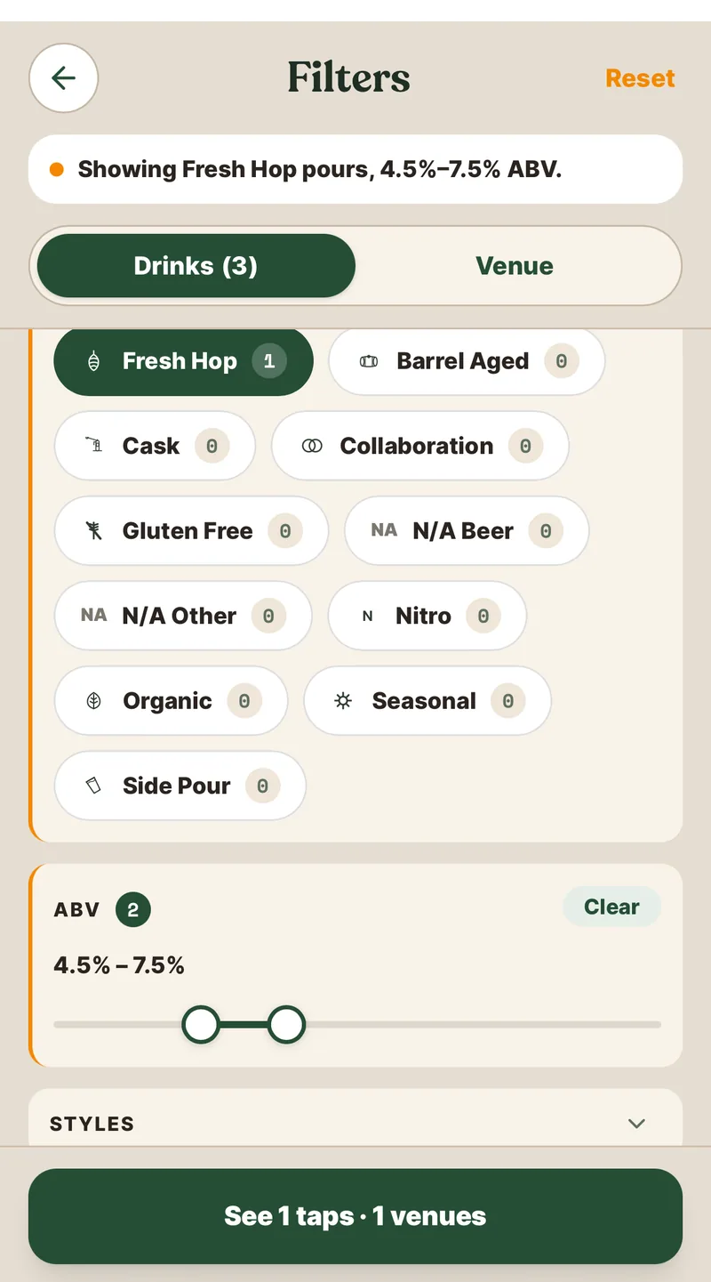 Hoppin filters: Fresh Hop pours, 4.5%–7.5% ABV